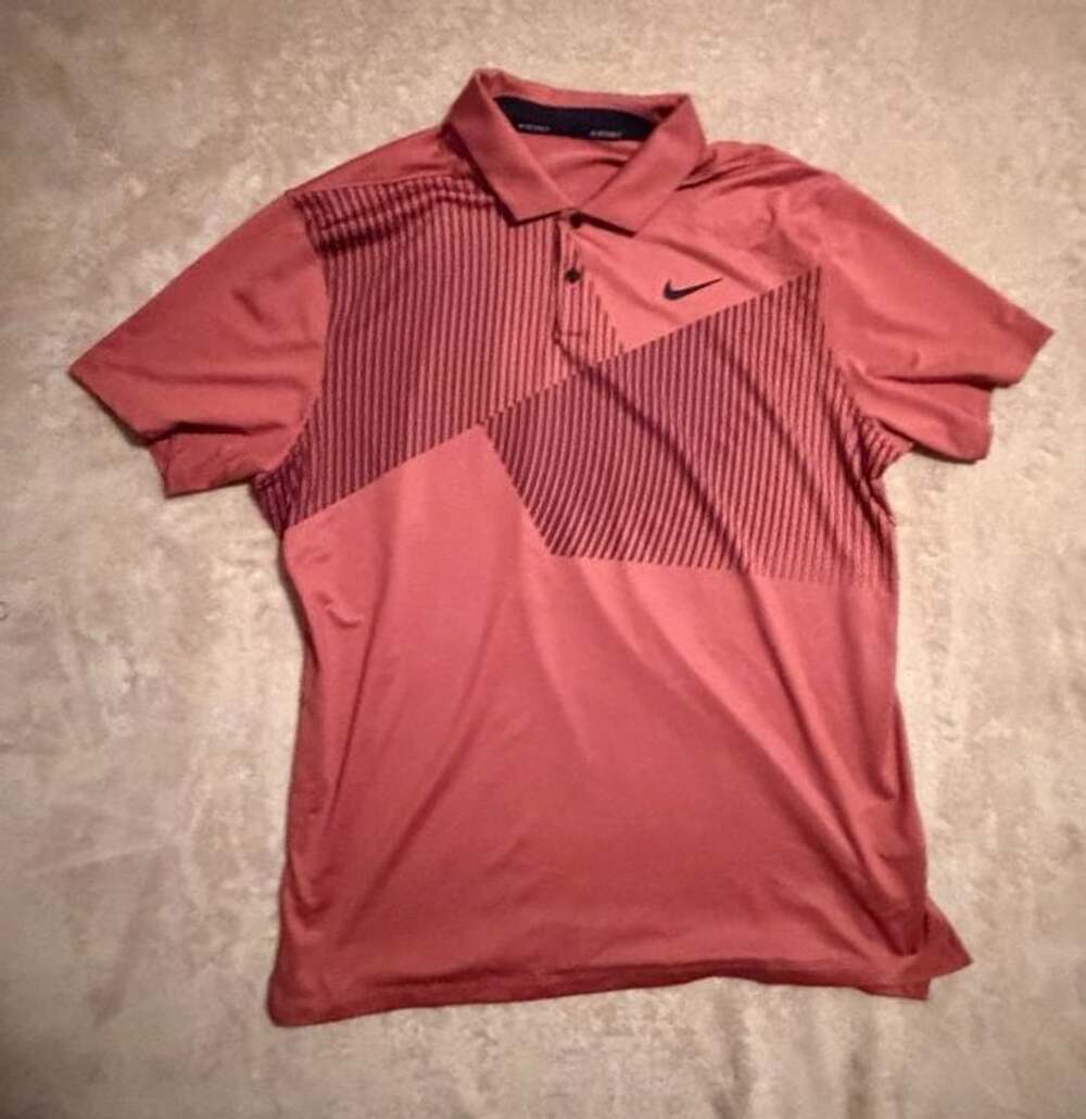 Nike Dri-FIT Vapor Print Golf Polo Size L Maroon Graphic Striped